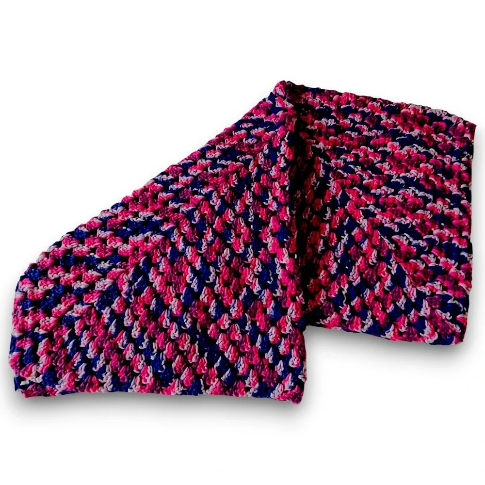 Hand Crocheted Blanket Baby Lap Afghan Purple Pink Assorted Shades 34